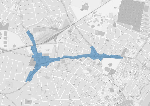 Map of proposed new boundary - The A255 from the St Lawrence roundabout to Shah Place, Ramsgate