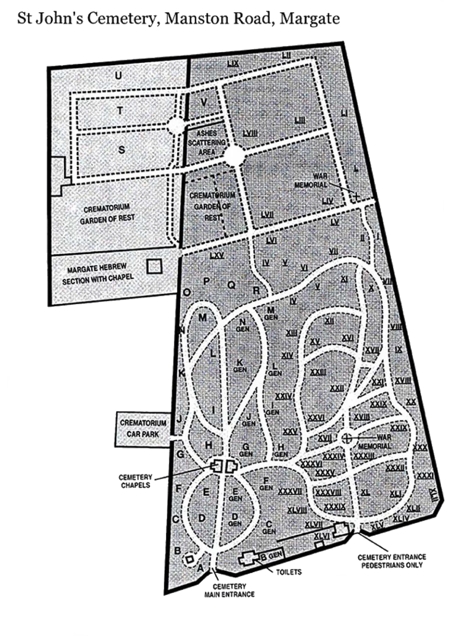 A aerial view map of St John's Cemetery