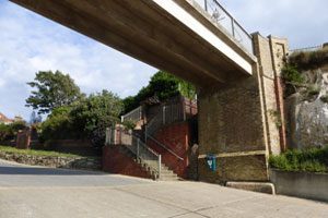 Steps next to the foot bridge