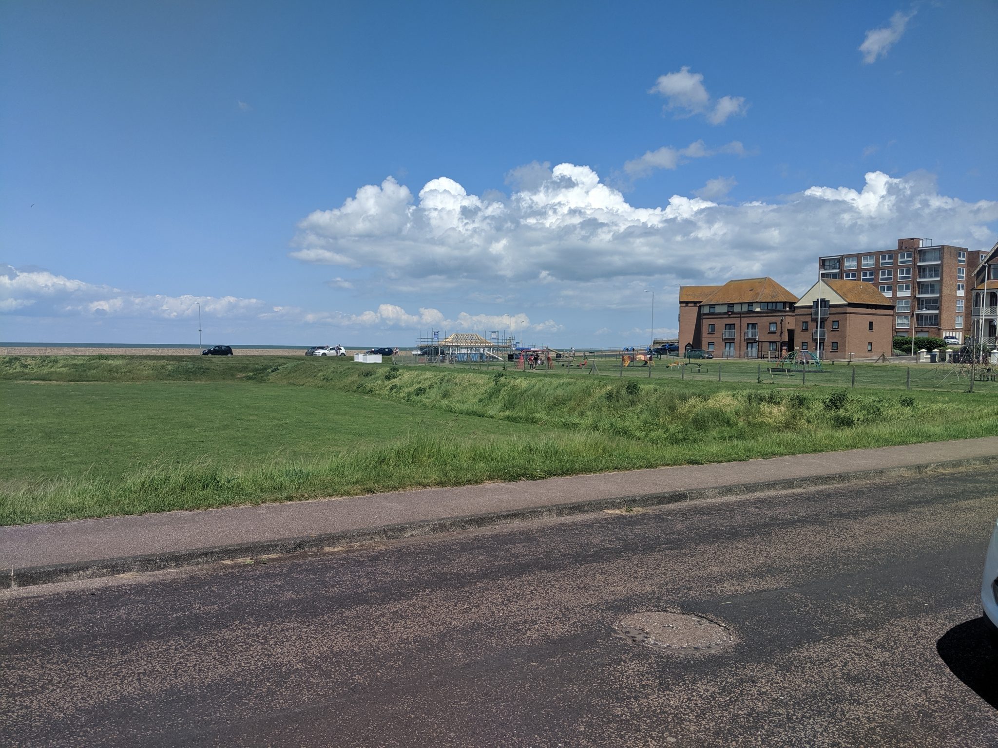 View of the green open space next to the beach