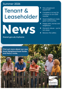 Cover of the Summer 2026 Tenant and Leaseholder News newsletter, showing neighbours chatting over a garden fence.