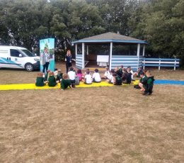 Palm Bay pupils listening to a talk about litter