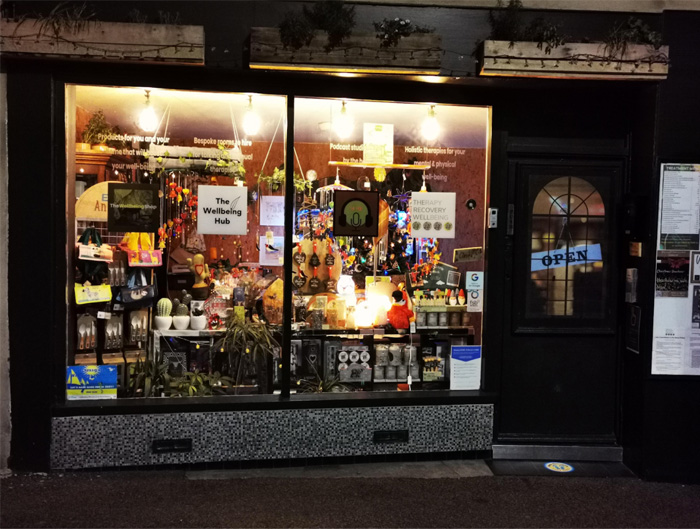 Shop front of The Recovery Well and Wellbeing Workshop