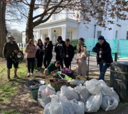 Group of volunteers with their collected litter from Broadstairs College