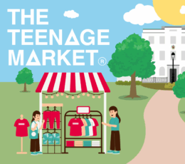 Graphic design of a trading stall on a green space in front of Pierremont Hall Broadstairs.