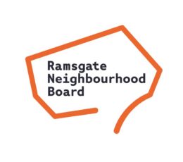 Logo for Ramsgate Neighbourhood Board. The text is contained within an orange, hand-drawn outline of the Ramsgate town boundary.